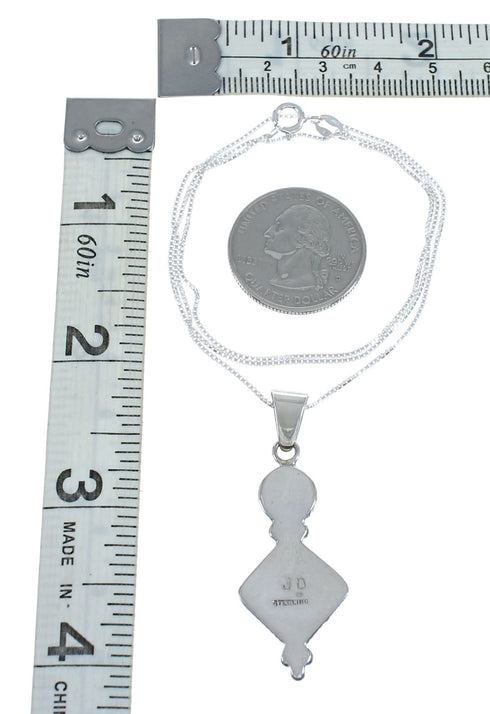 Southwest Turquoise Inlay Sterling Silver Box Chain Necklace Set JX129090